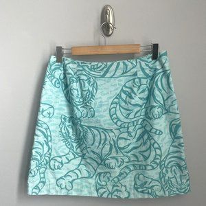 Lilly Pulitzer Skirt Size 14 Teal Vintage Tiger Print Blue Resort Cruise Golf